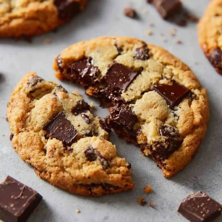 Home 16 Freshly baked chocolate chip cookies on a wooden board