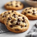 Peanut Butter Chocolate Chip Cookies – 5-Star Easy Recipe 5 Peanut butter chocolate chip cookies served with a glass of milk
