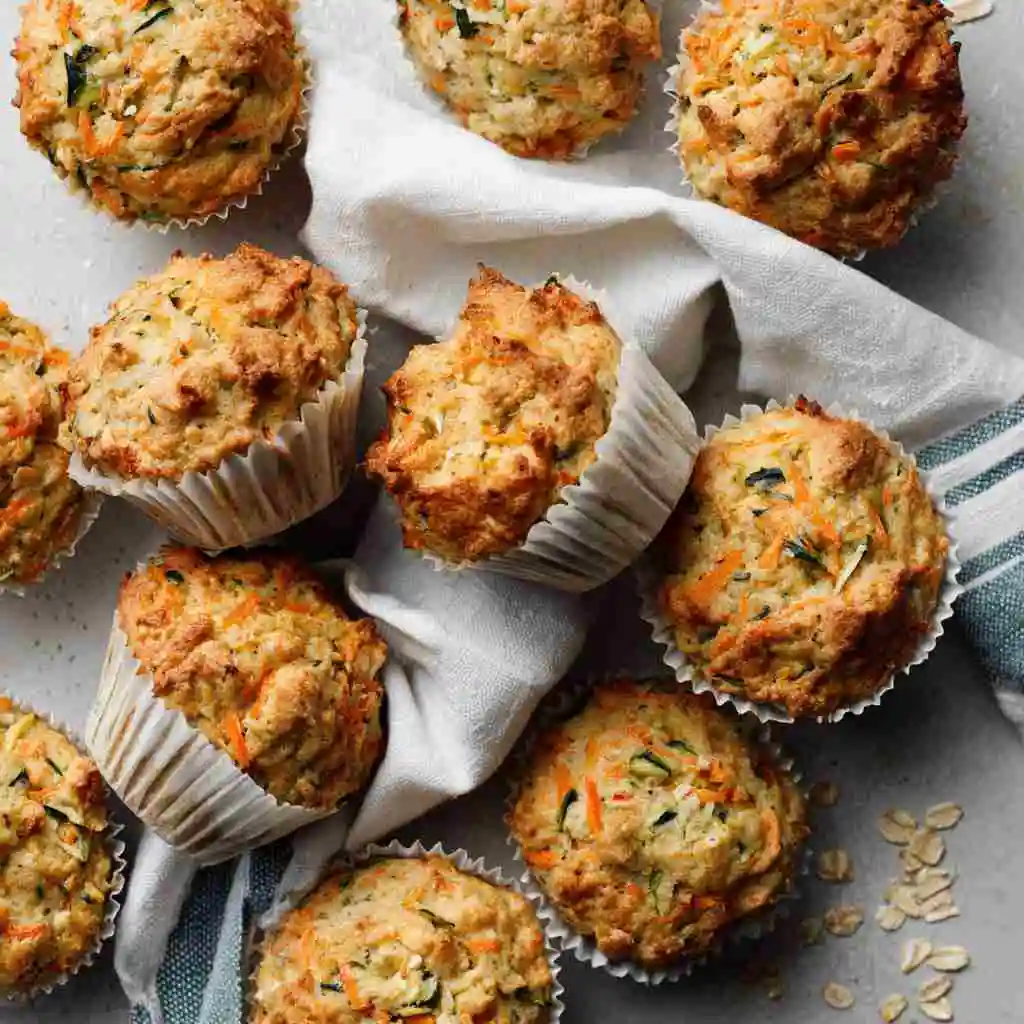 Zucchini Carrot Muffins: Moist, Wholesome, and Easy to Make 6 Sliced zucchini carrot muffins on breakfast table